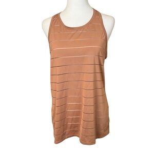 ATHLETA Stripe Mesh Tan Chi Tank‎ Top Size Medium Workout Fitness Gym Athletic